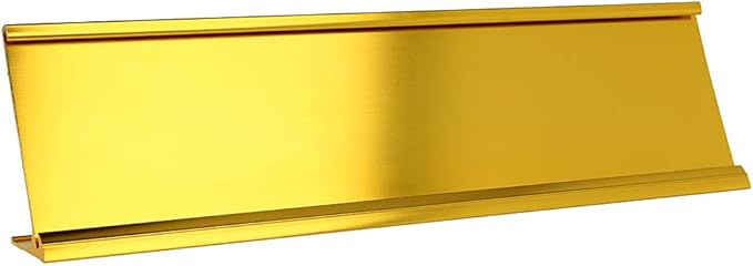 ExcelMark 2" x 8" Aluminum Name Plate Holder for Desk - Office Business Door Sign Holder - Gold