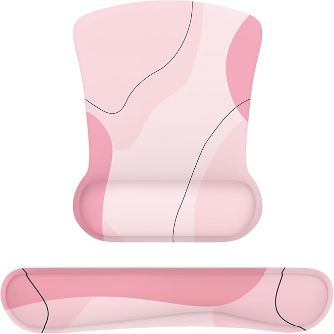 iCasso Mouse Pad with Wrist Rest, Keyboard Wrist Rest, Made of Memory Foam, Ergonomic Support, Easy Typing and Relieve Wrist Pain, Perfect for Gaming, Computer, Office, Laptop