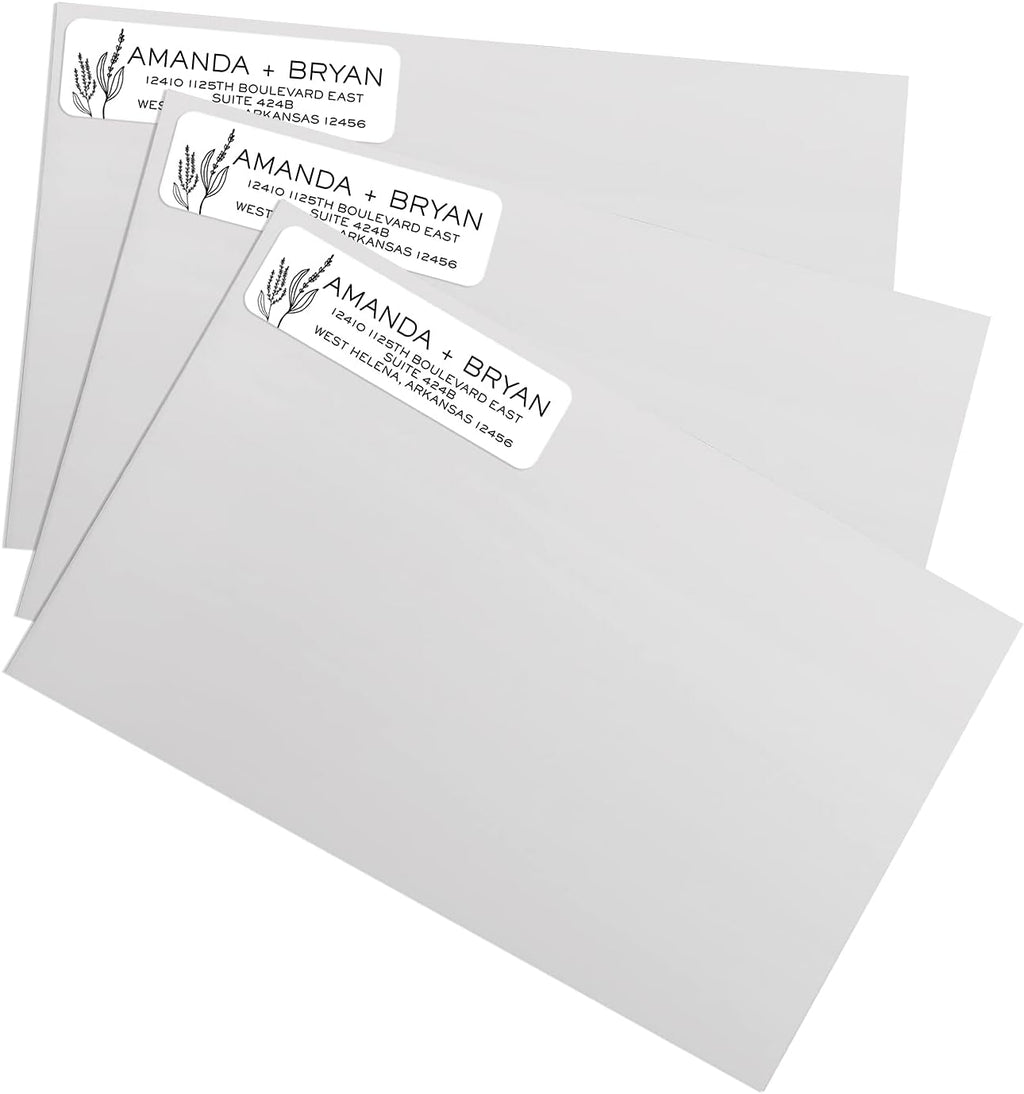 Simple Modern Flower Rolled Address Labels/Roll of 250 Floral Illustration Personalized Address Labels/Designer Return Address Stickers in Elegant Plastic Dispenser