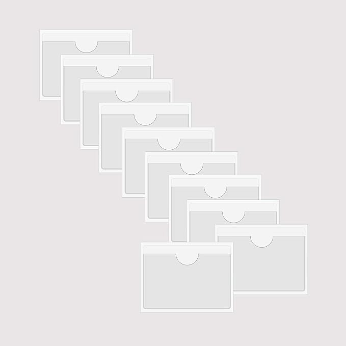 Adhesive Clear Pockets,Self Adhesive Clear Label Pockets Adhesive Card Folder Plastic Pockets Holders Sleeves for Index Cards Planners Cabinet Shelves Photo Cd,10Pieces(150x95mm)