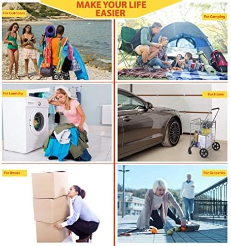 Wellmax WM99024S Grocery Utility Shopping Cart, Easily Collapsible and Portable to Save Space and Heavy Duty, Light Weight Trolley with Rolling Swivel Wheels