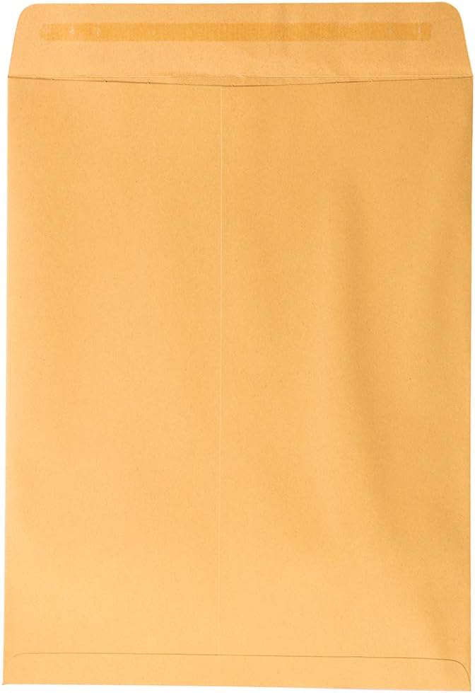 JAM PAPER 10 x 13 Open End Catalog Premium Envelopes with Peel and Seal Closure - Brown Kraft Manila - Bulk 250/Box