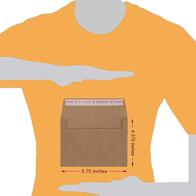 120 Qty Printable A2 Invitation Envelopes 4.375 x 5.75 Cards, Self Seal 120GSM Brown Paper Envelopes for Invitations, Papers, Photos, Documents, Wedding, Baby Shower, Easy to Seal and Peel