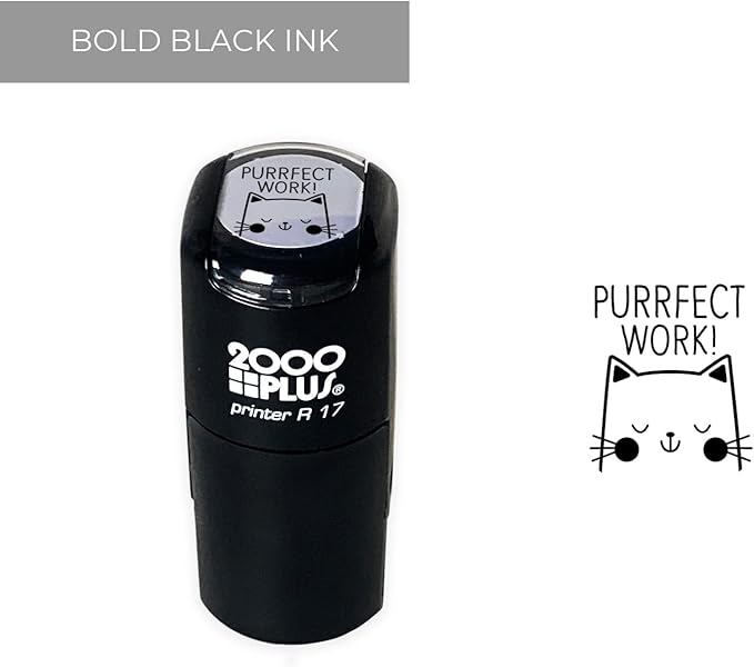 Perfect Work Kitty Cat Themed Stamp / 2000 Plus Self Inking Teacher Animal Stamper / 9/16" Small Black Imprint Cat Pun Planner Worksheet Homework Classroom Stamp
