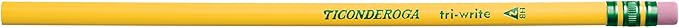 Ticonderoga Tri-Write Wood-Cased Pencils, 2HB Soft, Yellow, 12 Count