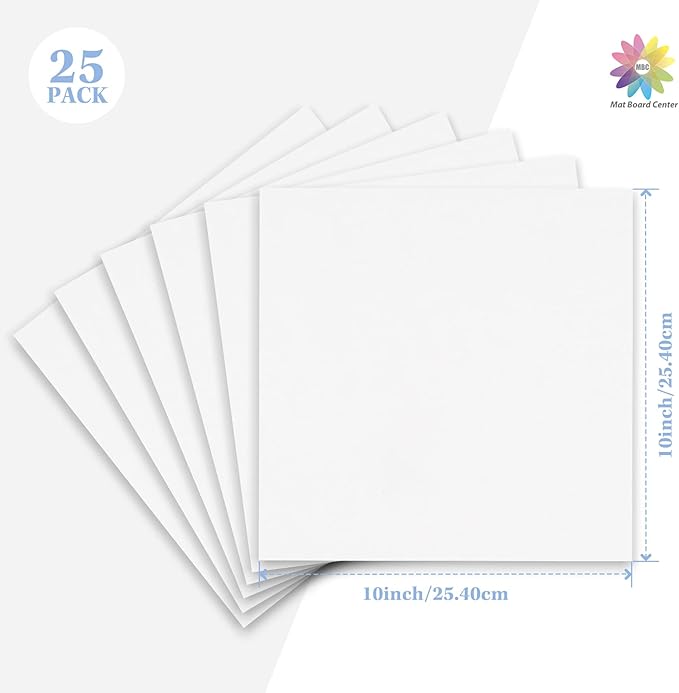 Mat Board Center, 25 pack 10x10 Corrugated Cardboard sheet, 1/8 inch thick, for Mailing, Box & Shipping, Cardboard Backing, Craft Card Board