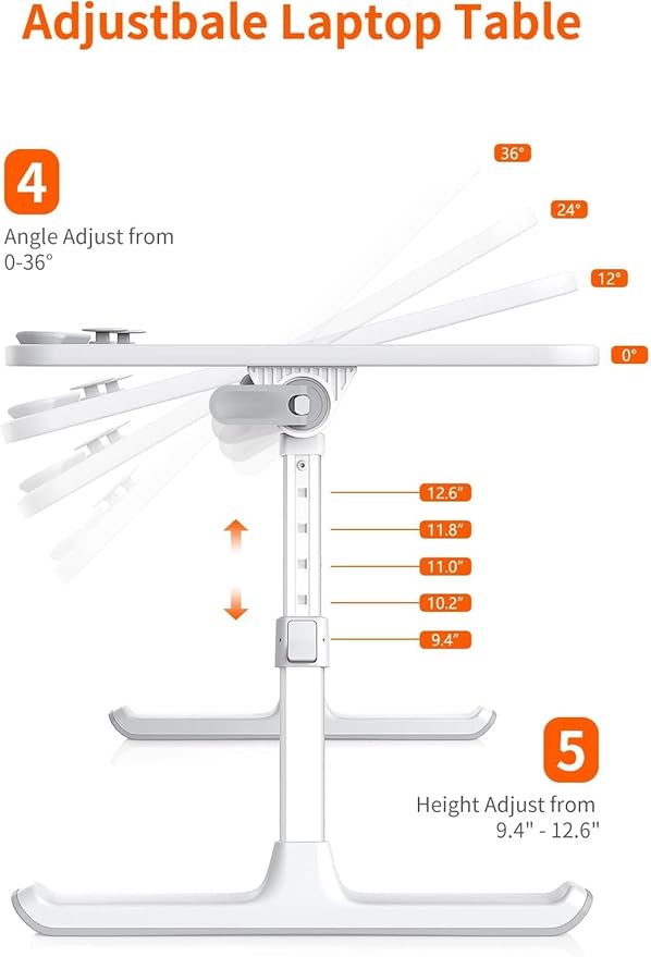 Laptop Desk for Bed, SAIJI Lap Desks Bed Trays for Eating Writing, Adjustable Computer Laptop Stand, Foldable Lap Table in Sofa and Couch（23.6 x 13Teak
