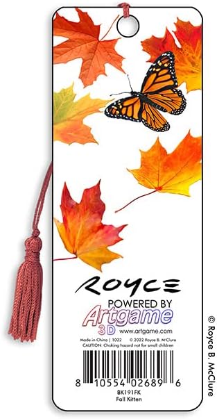 3D Bookmarks Featuring The Artwork of Royce B Mcclure (Fall Kitten)