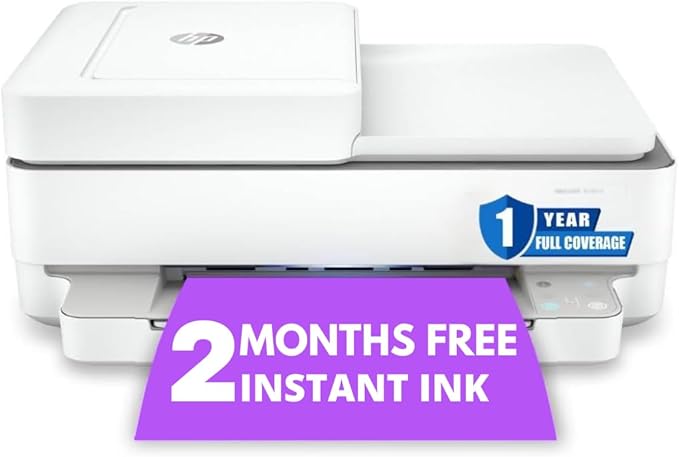 HP Envy 6458e All-in-One Wireless Color Inkjet Printer, Print Copy Scan - 10 ppm, 4800 x 1200 dpi, Auto 2-Sided Printing, 35-Sheet ADF, Dual-Band WiFi, Instant Ink Ready, White (Renewed)
