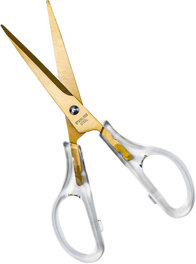 Acrylic Scissors Gold Scissors 6.5" Clear Scissors Metal Blades Office Cutting Shears for Craft Supplies Desk Accessories