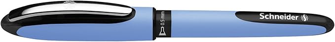 Schneider One Hybrid N Rollerball Pen, 0.5 mm Hybrid Needle Tip, Light Blue Barrel, Black Ink, Box of 10 Pens (183501)