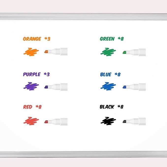 maxtek Dry Erase Markers, 38 Count Chisel Tip Whiteboard Markers, 6 Assorted Colors, Low Odor Dry Erase Pens for School Office