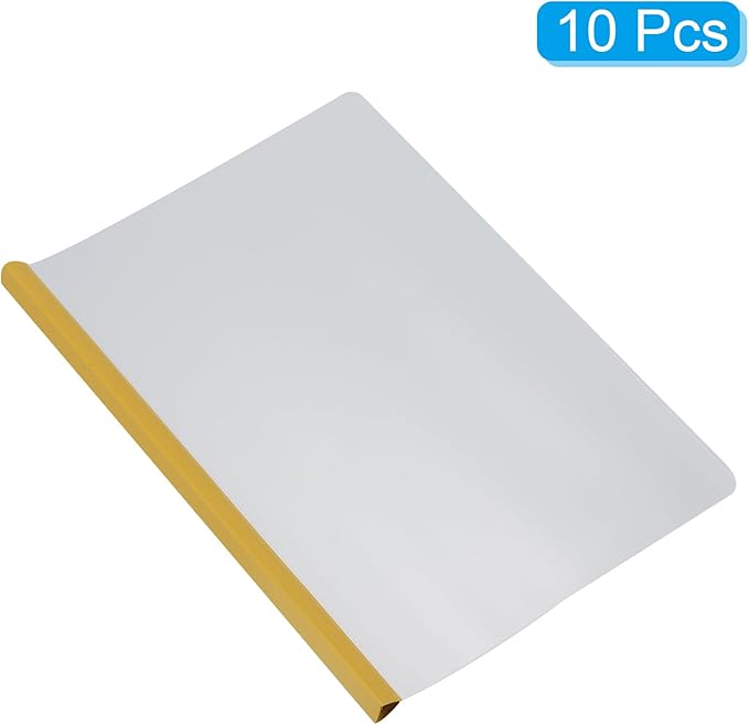 PATIKIL Clear Report Covers with Sliding Bar, 10 Pcs 15mm Slide-Grip Resume Covers 135 Sheets Capacity, A4 Presentation Folders for File, Resume Yellow