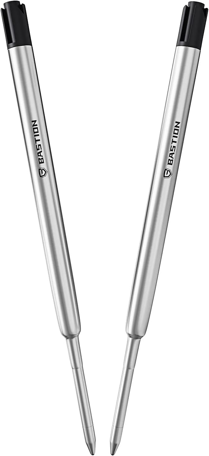 BASTION® Premium Pen Refill, Deeply Pigmented Ink for All Bastion Bolt Action Luxury Pens, Standard Ink Refill with 0.55mm Fine Tip - Black, 2 Pieces