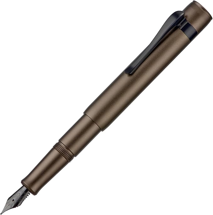 Hongdian M2 Black Forest Mini Fountain Pen, Extra Fine Soft Nib & Sleek Shape Aluminium Short Pocket Travel Pen (Caramel Brown)