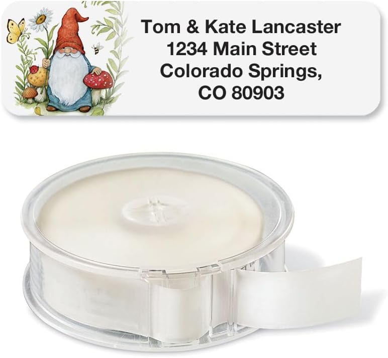 Colorful Images Forest Gnomes Rolled Personalized Return Address Mailing Labels with Dispenser, Customize with Name & Shipping Address, 500 ¾” x 2½” Self Adhesive, Easy Peel Label Roll