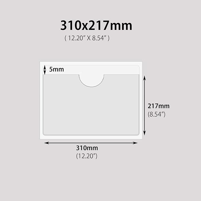 Adhesive Clear Pockets,Self Adhesive Clear Label Pockets Adhesive Card Folder Plastic Pockets Holders Sleeves for Index Cards Planners Cabinet Shelves Photo Cd,10Pieces (310x217mm)