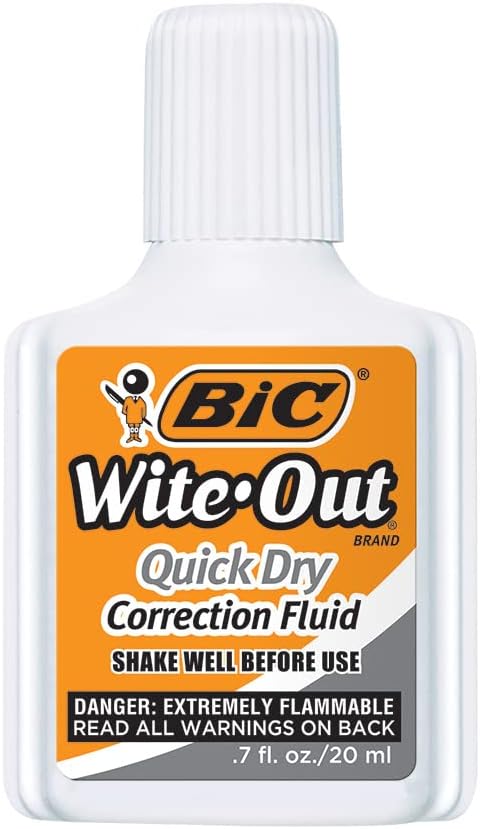 BIC Wite-Out Quick Dry Correction Fluid - 2 pack - white color writeout - white-out