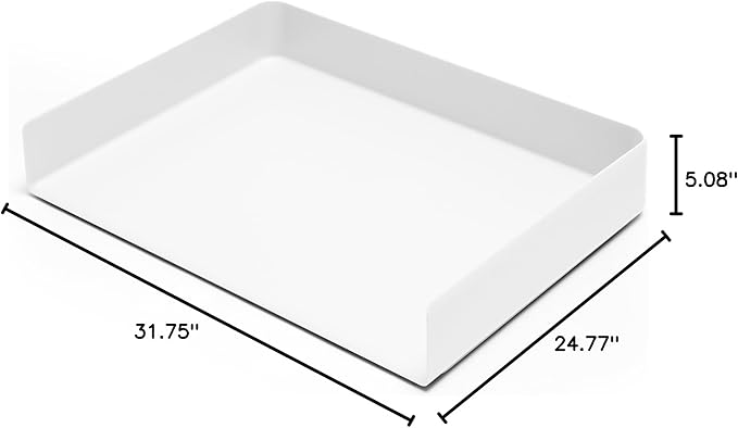 Poppin Stackable Landscape Letter Tray - Modular Lacquer Desk Trays for Office Organization, Color-Coordinated Office Supplies for Desk, Paper Trays (White, Landscape Letter)