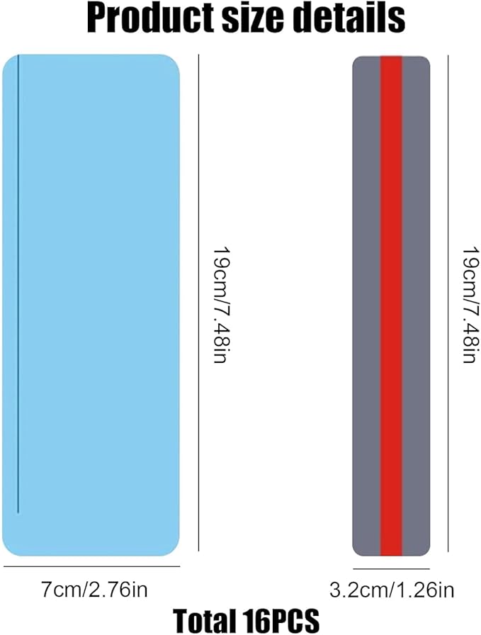 16Pcs Guided Reading Highlight Strips, Reading Ruler Reading Tracking Highlight Strips Colored Overlays Bookmark Assorted Colors Helps with Dyslexia（2 Sizes，8 Colors）