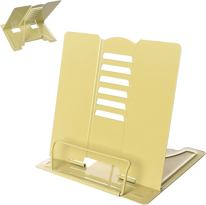 Camelmother Metal Book Stand Holder for Reading Adjustable (Full Yellow), (Camelmother-9)