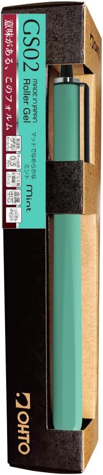 OHTO GS02 Roller Gel Pen, Retractable Needle Tip 0.5mm Fine Point, Mint Green Barrel, Ultra-Quick Drying Black Gel Ink Pen, All-Metal Hybrid Body, GS02-G5-MI
