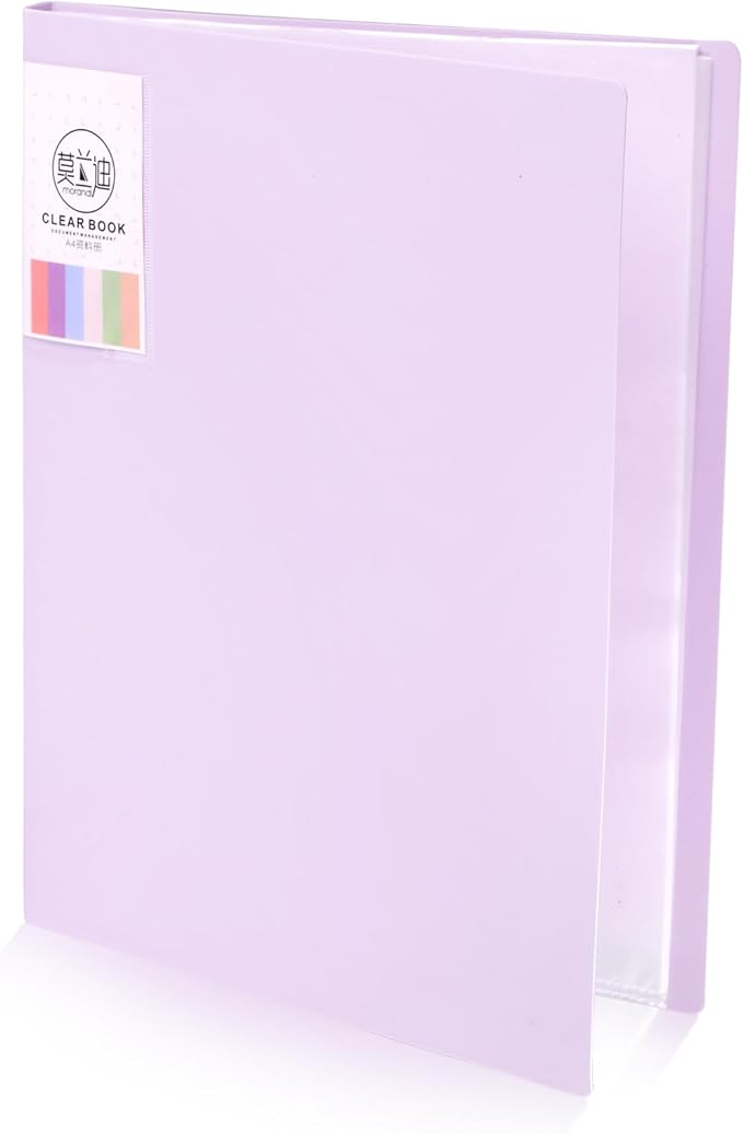 A4 Size Clear Sheet Protectors Displays Purple Art Portfolio Folder with 30 Pocket Binder with Plastic Sleeves 60 Pages Portfolio Presentation Folder for Artwork Document Certificate Letter