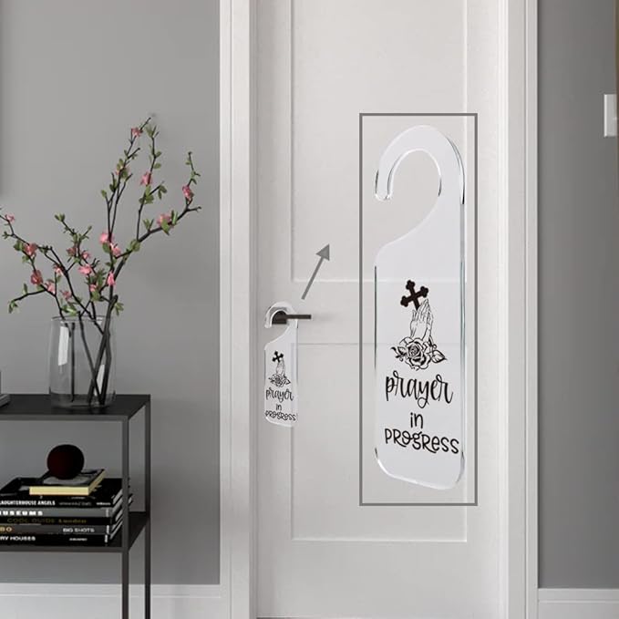 Do Not Disturb Door Sign Engraved Acrylic Hanger Handle Home Decor Acrylic Banner Acrylic Hanging Sign Door Plaque Handmade Office Hanging Sign Prayer In Progress
