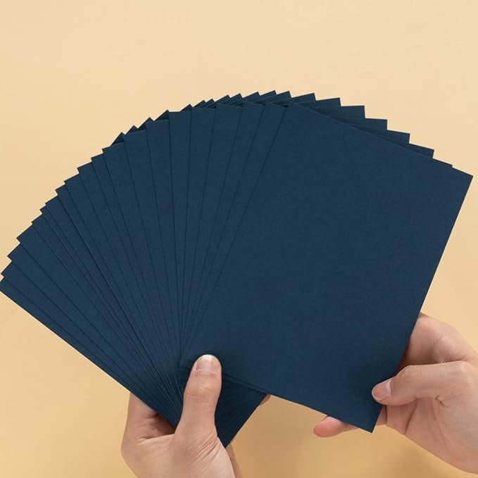 100 Pack Thick Paper Cardstock Blank Heavy Cards Stock for Invitations, Greeting Cards Making, Postcards, Photos, 250GSM Thick Paper (Navy Blue, 4x6 inches)