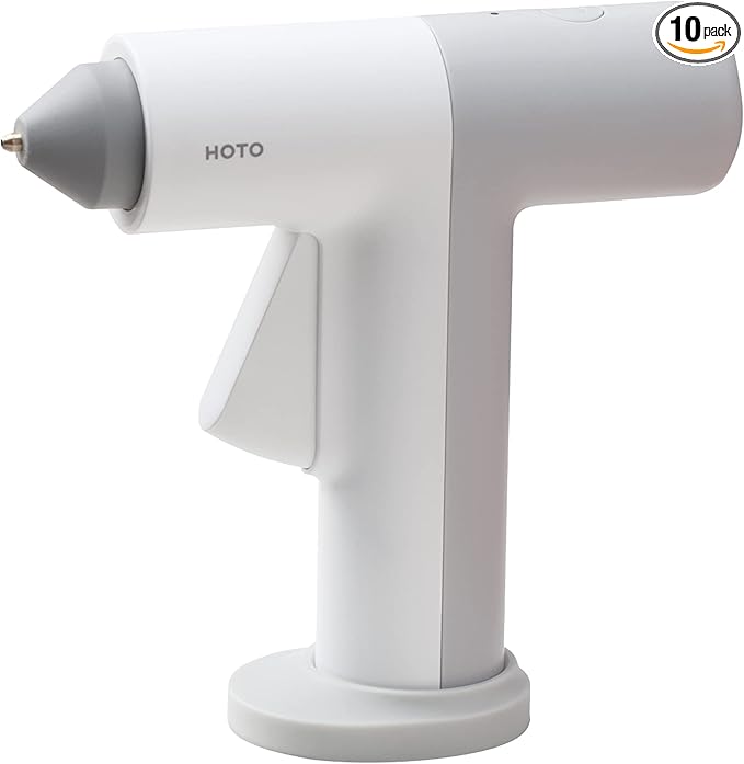 HOTO Cordless Hot Glue Gun, Minimalist Style, 30S Heating Fast, Smart-Power-off, Compact Size, USB-C Rechargeable, Intelligent Temperature Control, 10 Glue Sticks for Crafts, DIY Arts, Home Repairs
