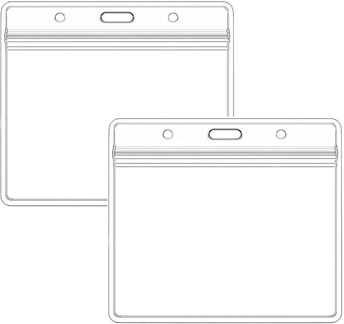 Extra Thick Horizontal ID Card Name Tag Badge Holder with Waterproof Type Resealable Zip (Holders, 6Packs)