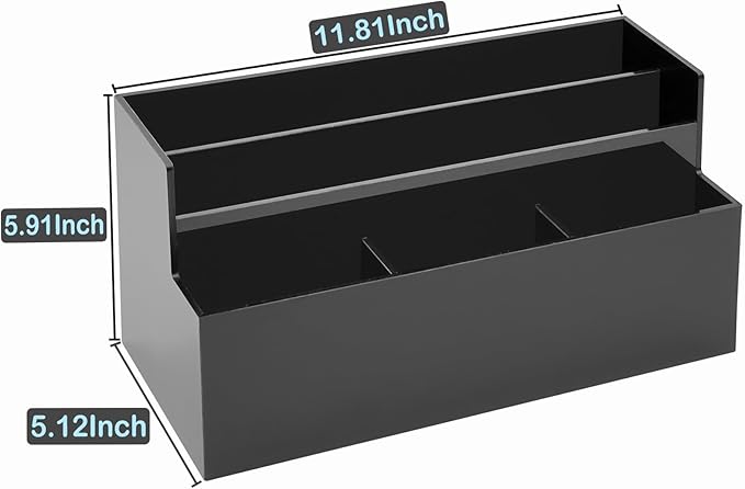 Mail Organizer, Mail Holder with 5 Slots, Modern Mail Sorter Basket for Countertop, Acrylic Desktop Bill Letter Envelope Holder, Black