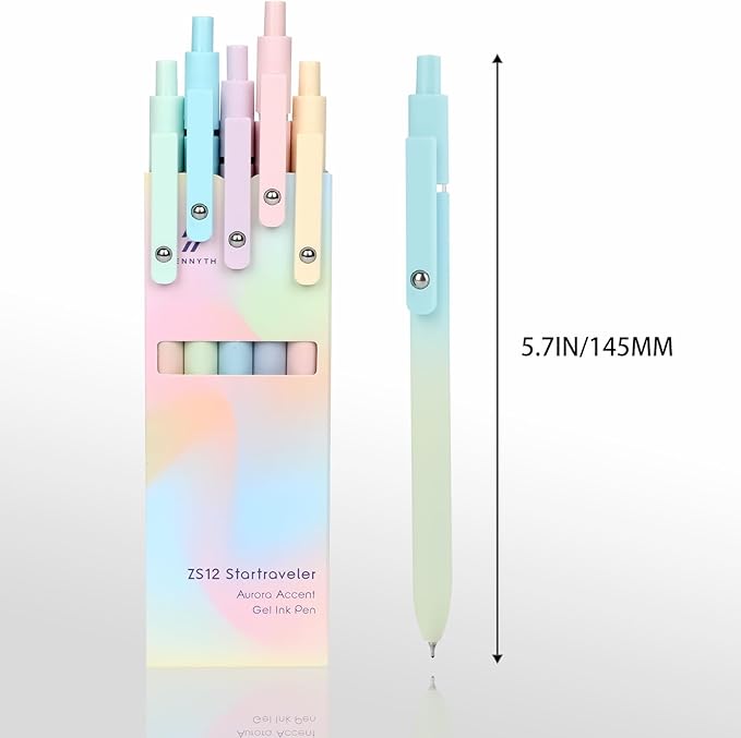 Ddaowanx Gel Pens, 5 Pcs 0.7mm Quick Dry Black Ink Pens Fine Point Smooth Writing Pens, Cute Office School Supplies Gifts for Women (5 Pcs Gradient-Black Ink)