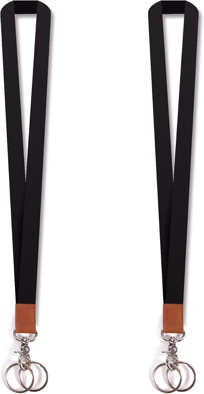 XCHIN Lanyards for Keys-2 Packs, Black Keychain Long Lanyard for Women Men, Cute Neck Lanyard for ID Badges Wallet