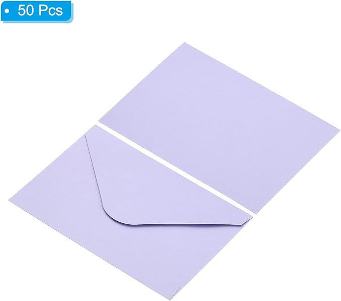 PATIKIL Mini Envelopes, 50 Pack Gift Cards Business Cards Envelope for Greeting Weddings, Lavender