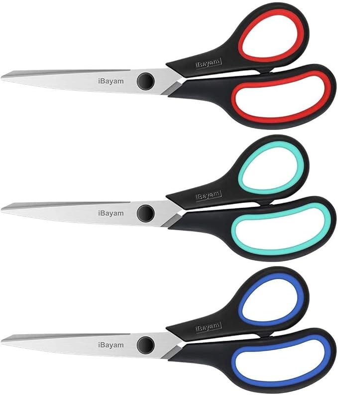 School Scissors Set of 24-Pack, 8" Scissors All Purpose Comfort-Grip Handles Sharp Scissors for High/Middle School Student Teacher Scissor, Office Home Sewing Fabric Supplies, for Right Left Handed