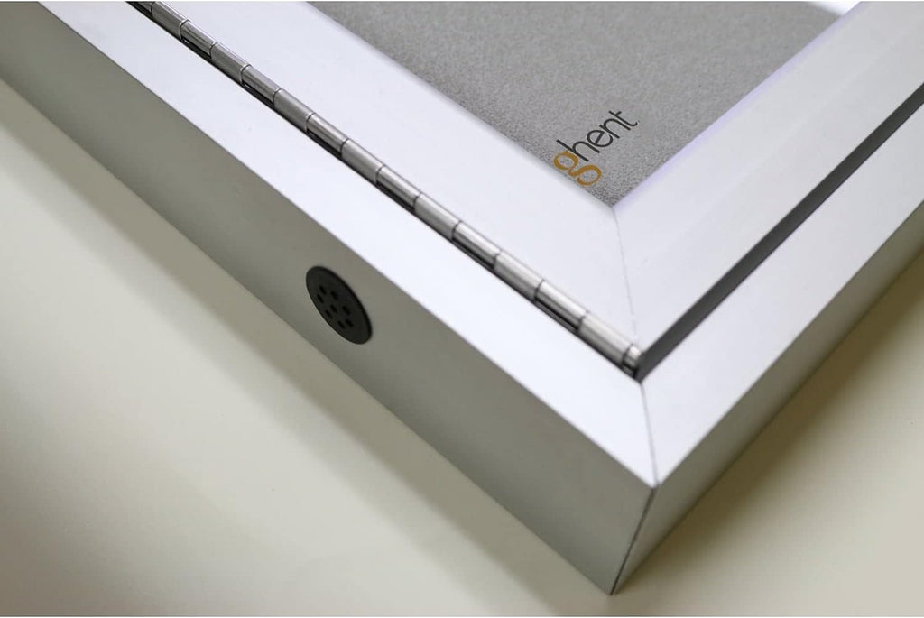 Ghent 36"x24" 1-Door Outdoor Enclosed Vinyl Bulletin Board, Shatter Resistant, with Lock, Satin Aluminum Frame - Silver (PA13624VX-193), Made in The USA