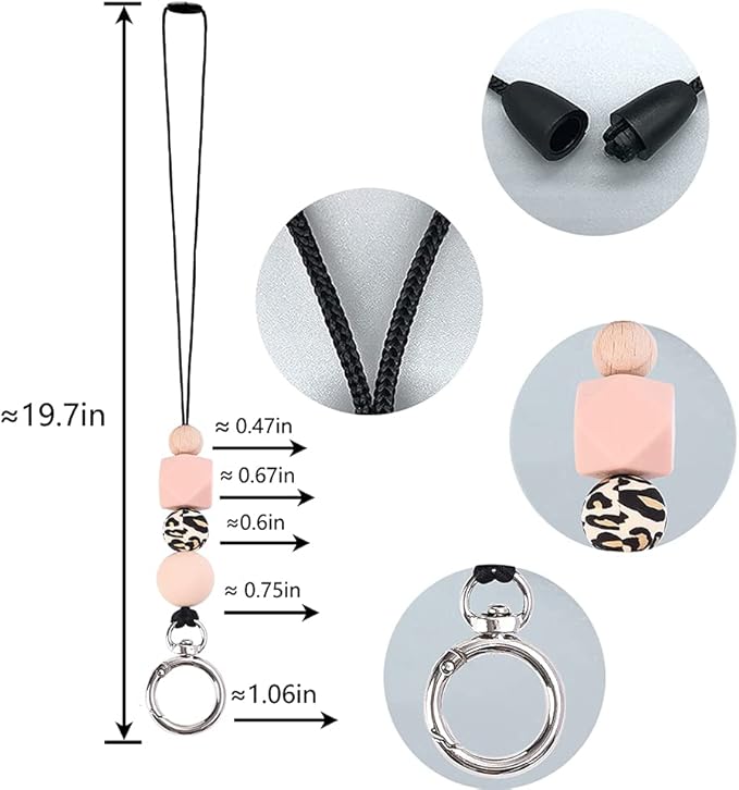 POPLOPP Teacher Lanyards for ID Badges and Keys, Cute Silicone Beaded Lanyard for Women Nurse Employees Students