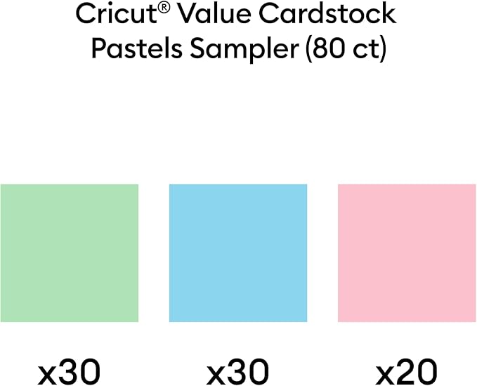 Cricut® Value Cardstock, Pastels Sampler - 8.5 in x 11 in (80 ct)