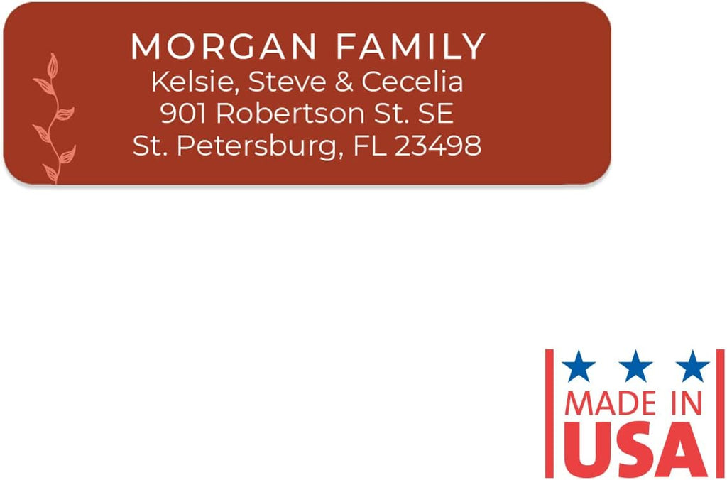 Botanical Flowers Rolled Address Labels/Roll of 500 Alternating Earth Tone Floral Illustrations Personalized Address Labels/Designer Return Address Stickers in Elegant Plastic Dispenser