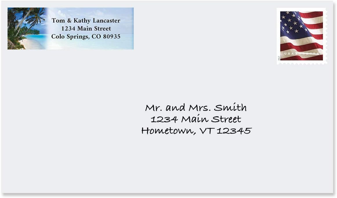 Colorful Images Tropical Paradise Rolled Personalized Return Address Mailing Labels with Dispenser, Customize with Name & Shipping Address, 250 ¾” x 2½” Self Adhesive, Easy Peel Label Roll