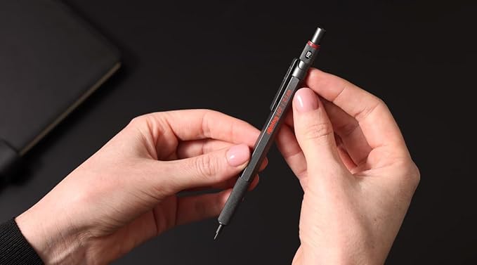 Rotring 600 Ballpoint Pen | Medium Point | Black Ink | All-Metal Body Pen | Dark Stone | Non-Slip Knurled Grip & Hexagonal Barrel | Refillable
