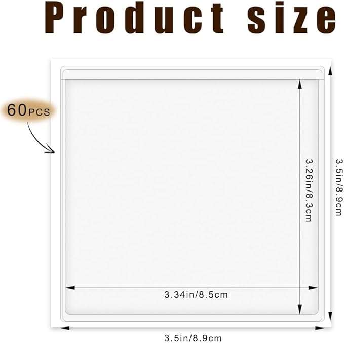 60 Pack Self Adhesive Label Holder, Clear Label Pockets Index Card Pockets Card Holder Shelf Label Holder for Organizing and Protecting (3.5 x 3.5 inches)