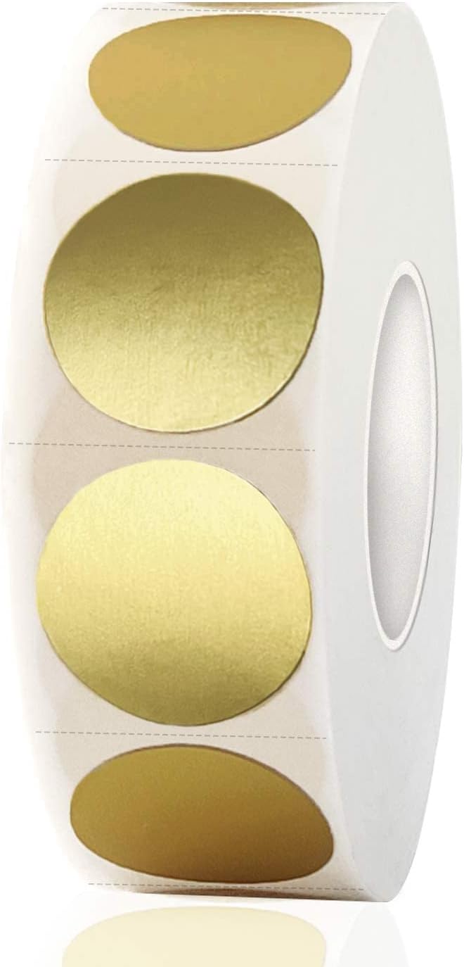 1200 Pieces 0.75 Inch Round Color Coding Label Garage Sale Stickers Blank Yard Sale Price Stickers Permanent Adhesive Dots with Perforation Line (Gold)