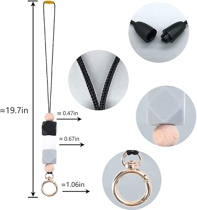 POPLOPP Teacher Lanyards for ID Badges and Keys, Cute Silicone Beaded Lanyard for Women Nurse Employees Students