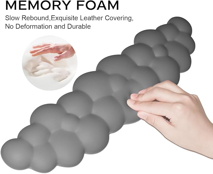 JIKIOU Upgrade Leather Cloud Keyboard Wrist Rest, Cloud Wrist Rest with Non-Slip PU Base, Comfortable Memory Foam Wrist Rest for Computer Laptop Mac Gaming Office and Pain Relief Christmas Wish Gift