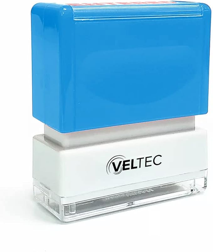 Veltec Premium Pre-Inked Message Stamp, Red Ink (Scanned)