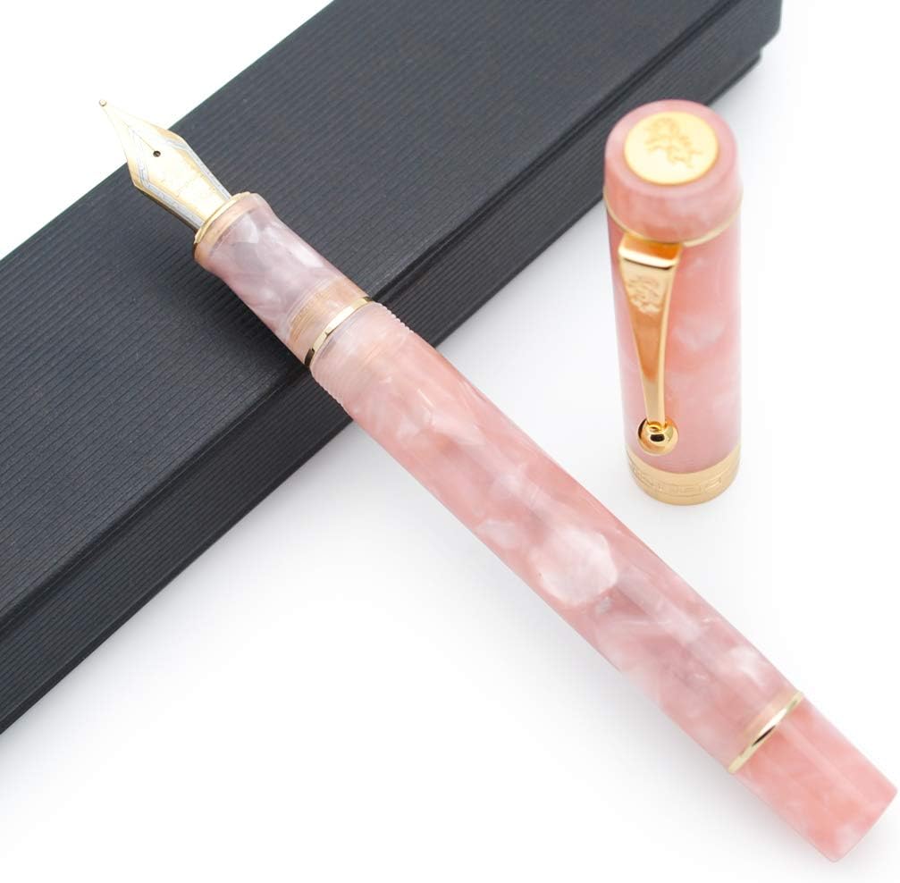 JINHAO 100 Fountain Pen with Ink Converter (Medium Nib 0.7mm, Sakura Pink)