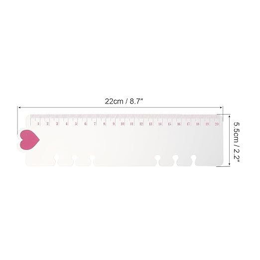 PATIKIL 8.7"x2.2" Bookmark Ruler, 10 Pack Snap-in Ruler Page Marker Book Mark Measuring Tools for 6-Hole Binder Notebook, Pink Heart Shape