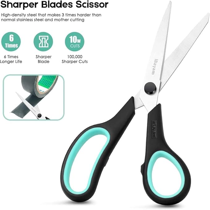 School Scissors Set of 24-Pack, 8" Scissors All Purpose Comfort-Grip Handles Sharp Scissors for High/Middle School Student Teacher Scissor, Office Home Sewing Fabric Supplies, for Right Left Handed